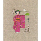 Le Bonheur des Dames counted cross stitch kit "Pink Kimono", 9,5x13,5cm, DIY Model