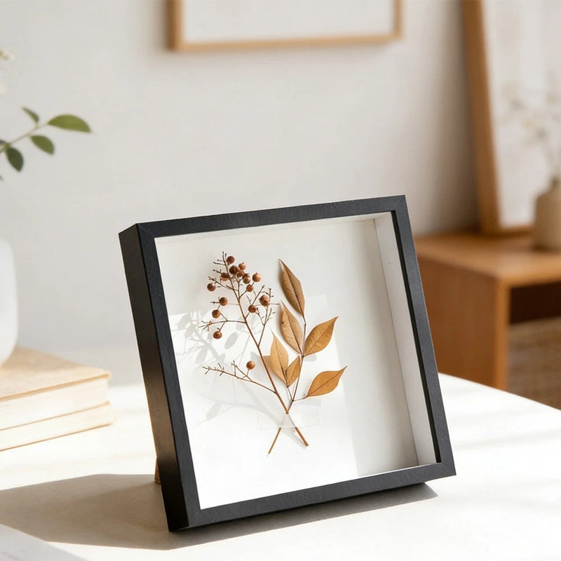 DIY Picture Frame for Dried Flowers 8 Inch Square White Black Density Board Model