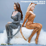 1/6 JO21X-54 Female Leopard Bodysuit Jumpsuit Low-cut Tight Clothes Model Model