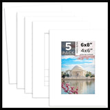 Mat Board Center 5 Pack 6x8 Photo Mat For 4x6 Matte White Model