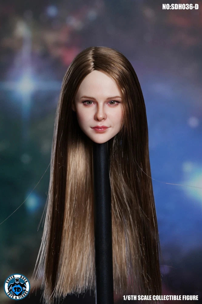 1/6 Beauty Girl Long Hair Female Head Sculpt For 12" tbleague Suntan Figure Body Model