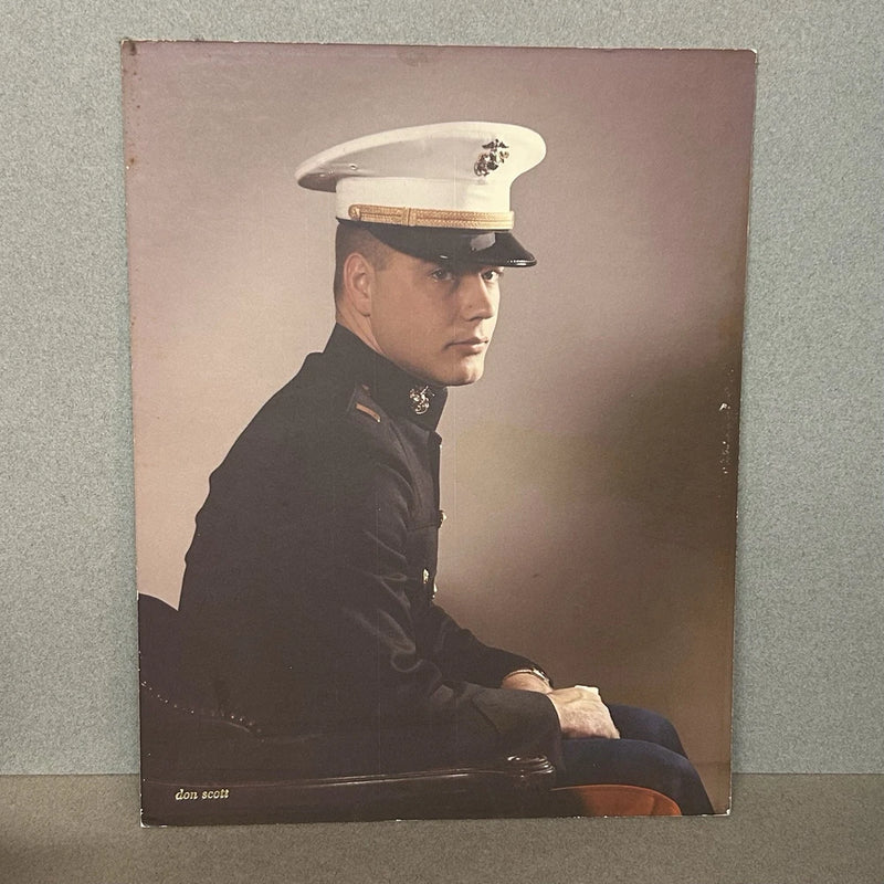 Large Photo On Board US Marine Soldier Young Man Military Uniform Don Scott Model