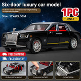 1PC 1:32 Black Luxury Diecast Car Model 6 Door Sound Light Pull Back Toy Model