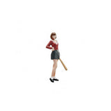 Intricate Resin Miniature Girl Figure Baseball Action Pose for Car Display Model