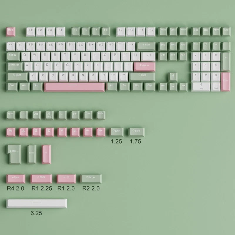OEM Profile Lotus Theme Doubleshot PBT Keycap Set For 96 98 Keys Layout Keeb Model