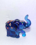 FENTON  LENOX BLUE ELEPHANT WITH FLORAL HANDPAINTED SIGNED  FIGURINE DISPLAY Model