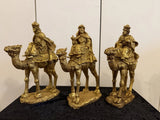 Nativity 3 Wiseman Sculptures Gold Tone 10¡± Heavy Christmas Decor Model
