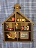 Wood House Shaped Hanging Trinket Display Curio Shelf For Mini Figurines 6.5" Model
