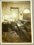 Antique vtg photograph Mounted board identified man Office inside bank Model