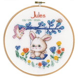 Vervaco counted cross stitch kit with embroidery ring "Rabbit on swing", Diam 20 Model