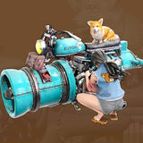 76mm resin figures model Science Fiction Girls and Flying Motorcycle Unassembled Model