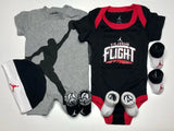 New AIR JORDAN Baby 6 Pc GIFT SET  Bodysuits, Cap & Booties 0-6 Months. Unisex Model