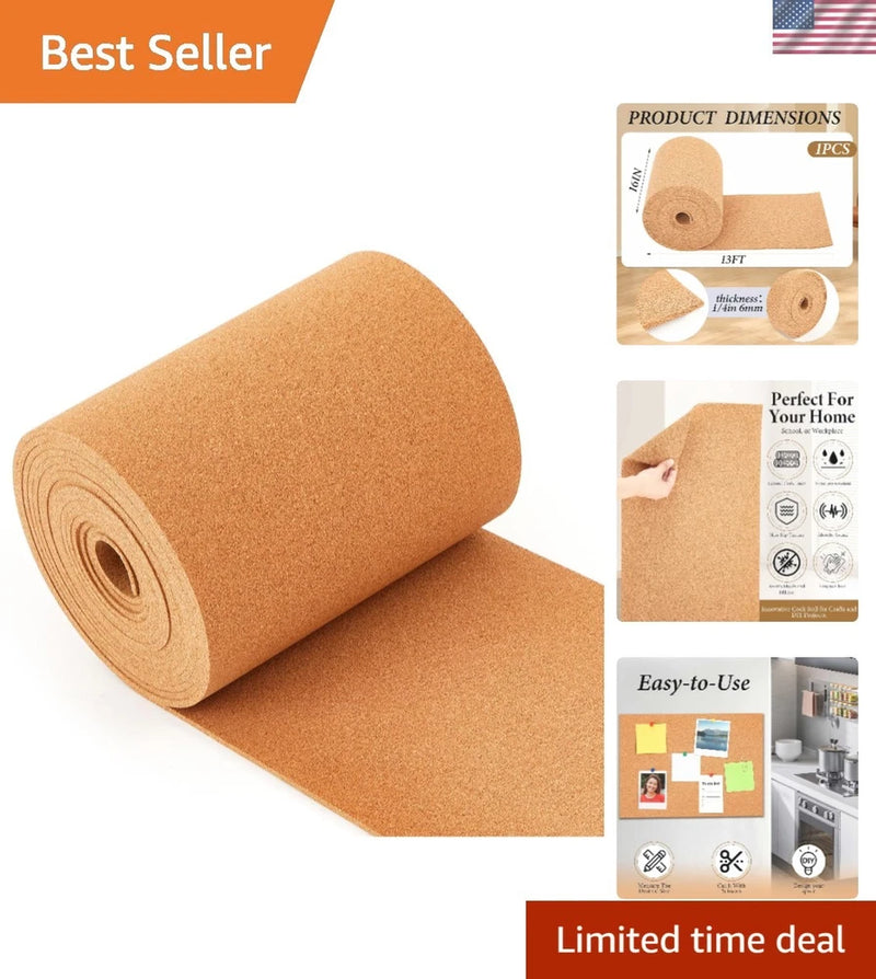 Versatile 16in x 13ft Multi-Purpose Cork Board Roll - Ideal for Home & Office Model