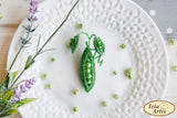 DIY Jewelry Making Beading Kit Pin Green Peas Brooch Bead Embroidery Needlepoint Model