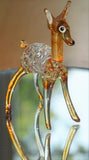 Vintage Blown/Spun clear art Glass mini figure DEER cabinet display painted Model