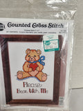 NMI New Counted Cross Stitch Kit 1851 Please Bear With Me Baby Bear Heart Model