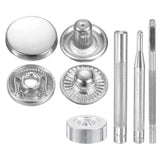 24Set 15mm Leather Snap Fastener Kit 2.76" Long W 4 Install Tools, Silver Model