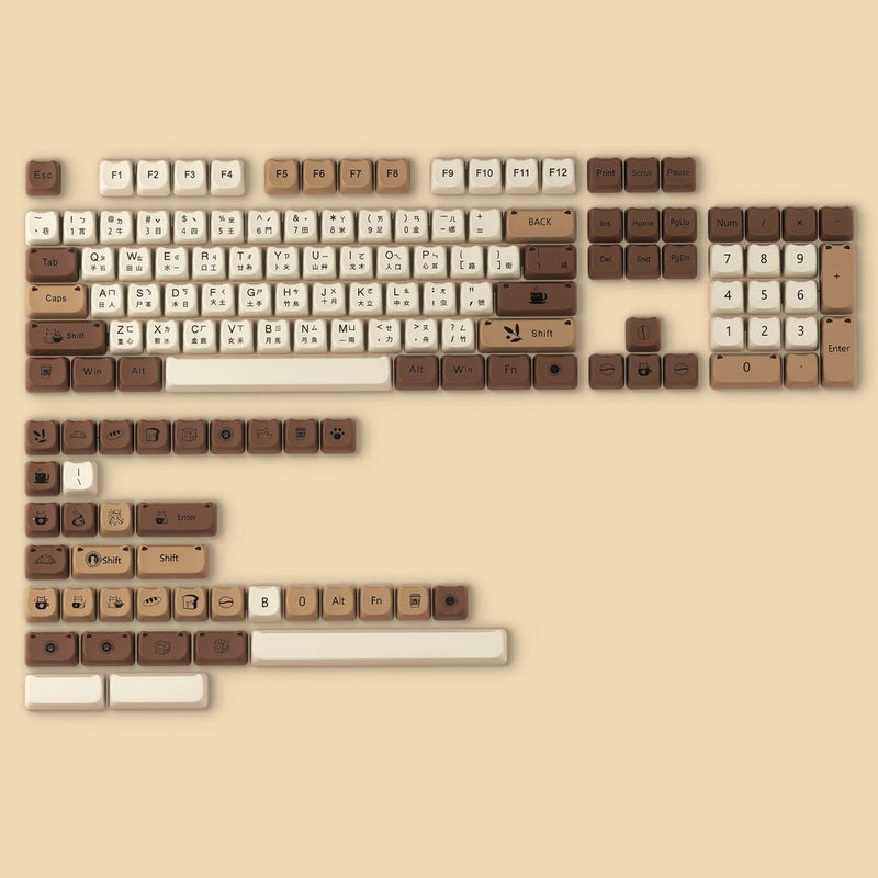 MAO Profile Cute Coffee Cat Chinese Zhuyin Cangjie Dye Subs PBT Keycap Set Model