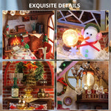 Christmas Miniature Dollhouse DIY Kit ?C Night Warm House with Music Box Model