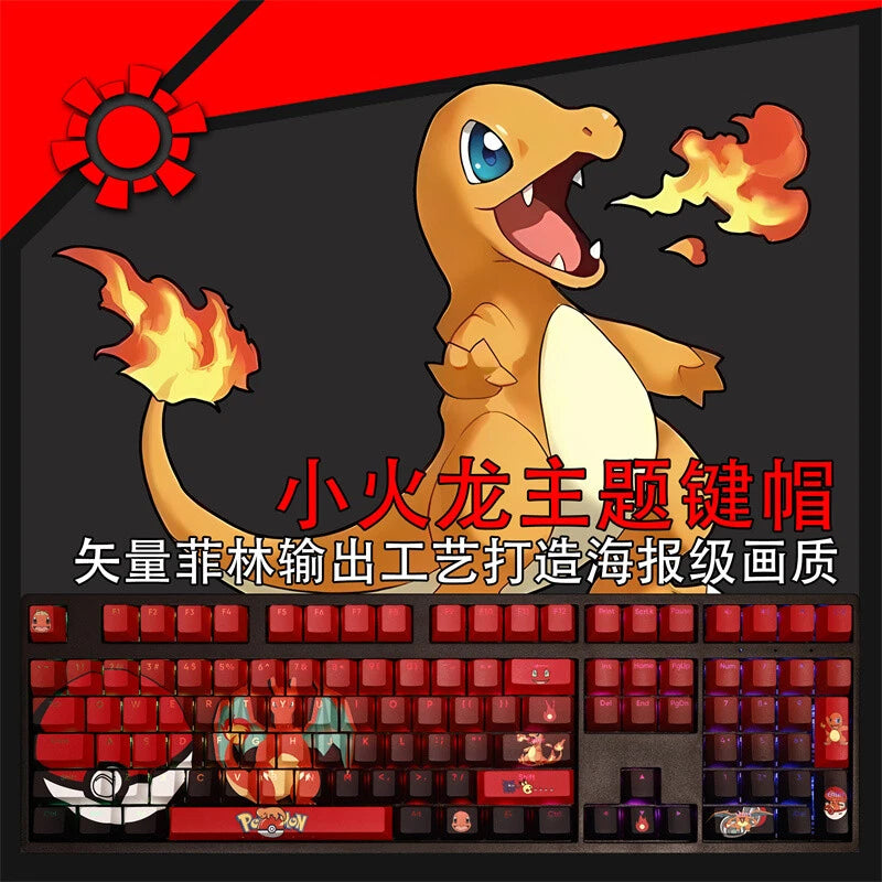 Charmander Transparent PBT Mechanical keyboard Keycaps Cherry MX High 108keys Model