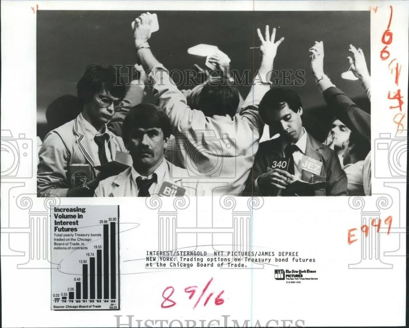 1985 Press Photo Traders at the Chicago Board of Trade - noa69590 Model