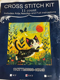 Modern Cat Playing In Sunshine Pre-Printed Aida Cross Stitch Kit Model