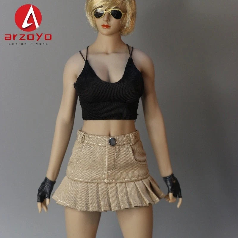 DMTOYS 1:6 Female Strap Top Short Skirt Clothes Set Model Fit 12'' TBL Figures Model