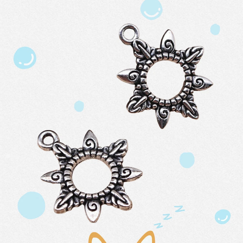 90 Pcs Tibetan Silver Multicolor Sun Charms 22X18MM Diy Jewelry Making Pendants Charms