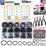 300Pcs Snap Ring External Circlip Retaining Clip Ring Set + 4Pcs Snap Ring Plier Model
