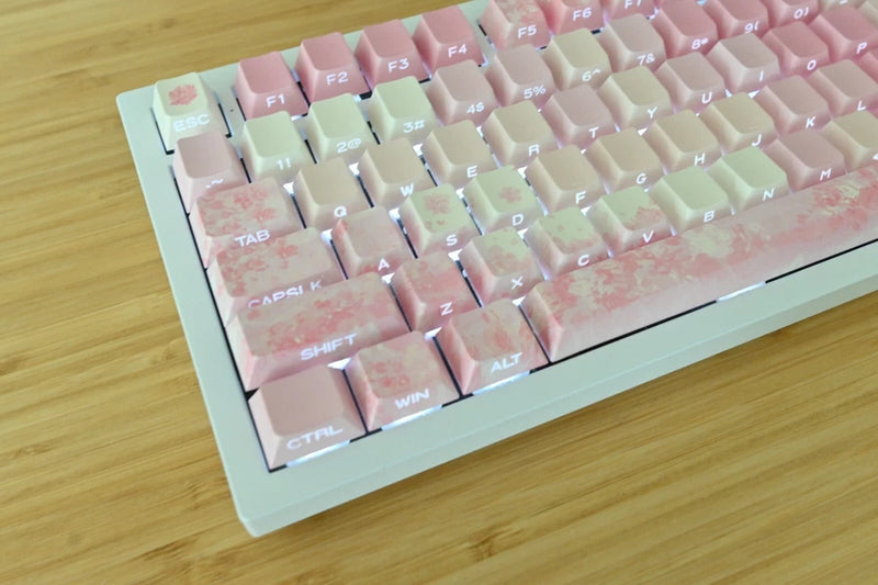 Pink Sakura Cherry Blossom Backlit Side Print Keycap Set | Cute Gift | Valentine Model