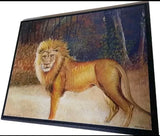 Vintage 11x14" Lion In Forest Decoupage Picture On Wood Board Art Wall Hanging Model