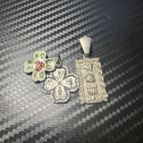 Sterling Silver 925 Charm Pendant Medals - 4-Way Clover & Mayan Symbols Charms