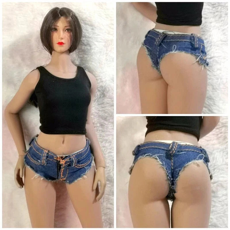 1/6 Female Blue Denim Shorts Clothes Model Fit 12'' PH TBL Action Figure Body Model