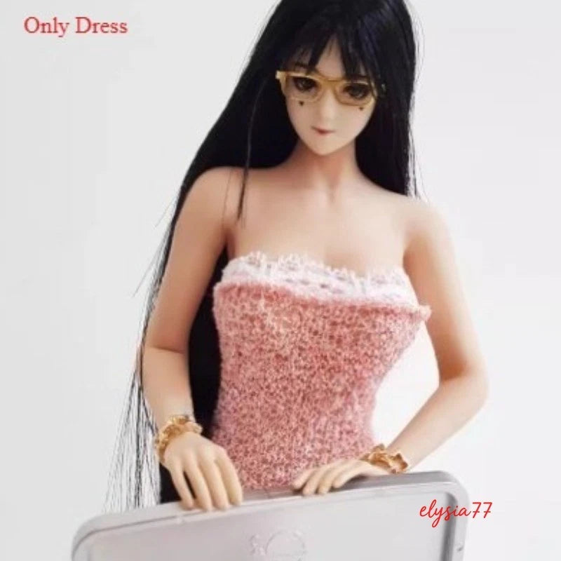 Female Clothes Pink Knit Dress Model 1/6 Fits For 12" Action Figure Soldier Model
