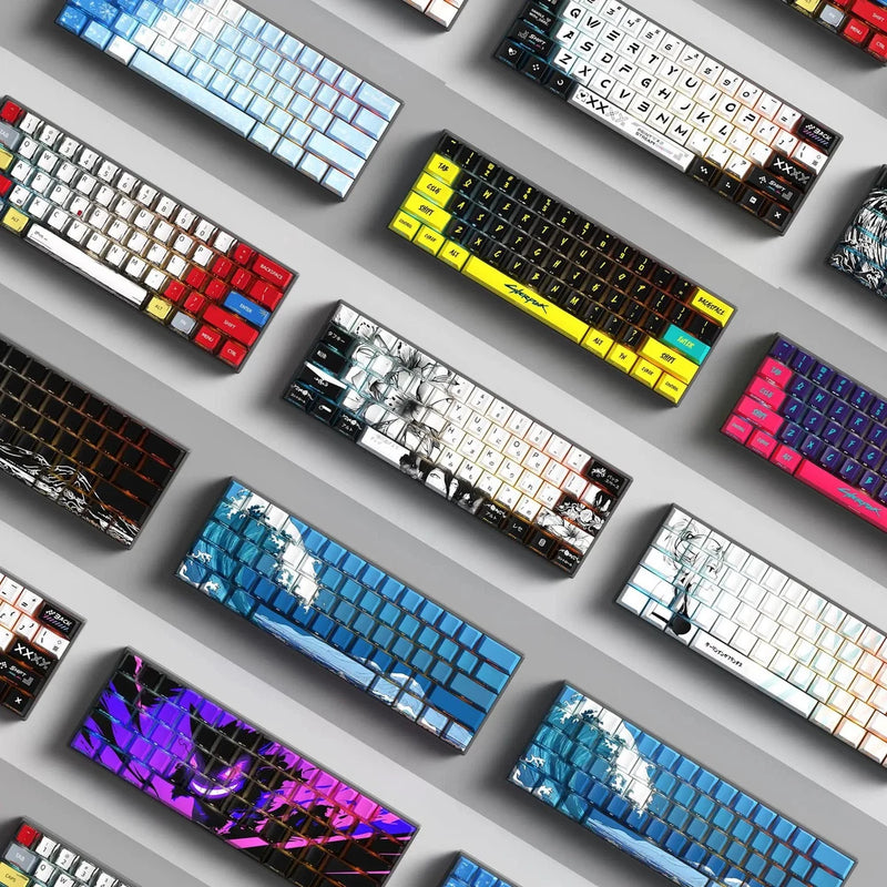 129 -Key Anime Theme Transparent PBT Keycaps Side-Engraved for Keyboard NEW Model