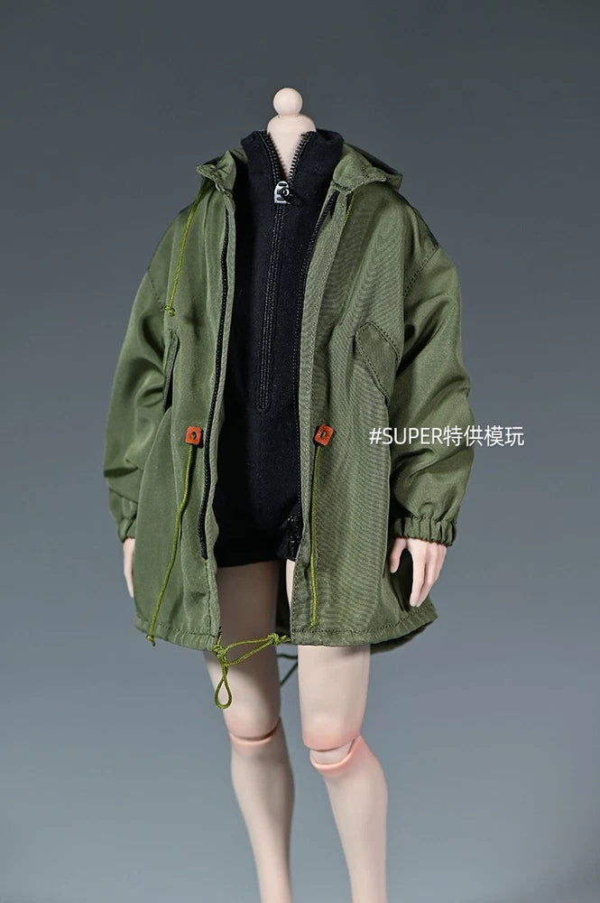 1/6 Female Army Green Military Windbreaker Jacket Loose Workwear Coat Model Model