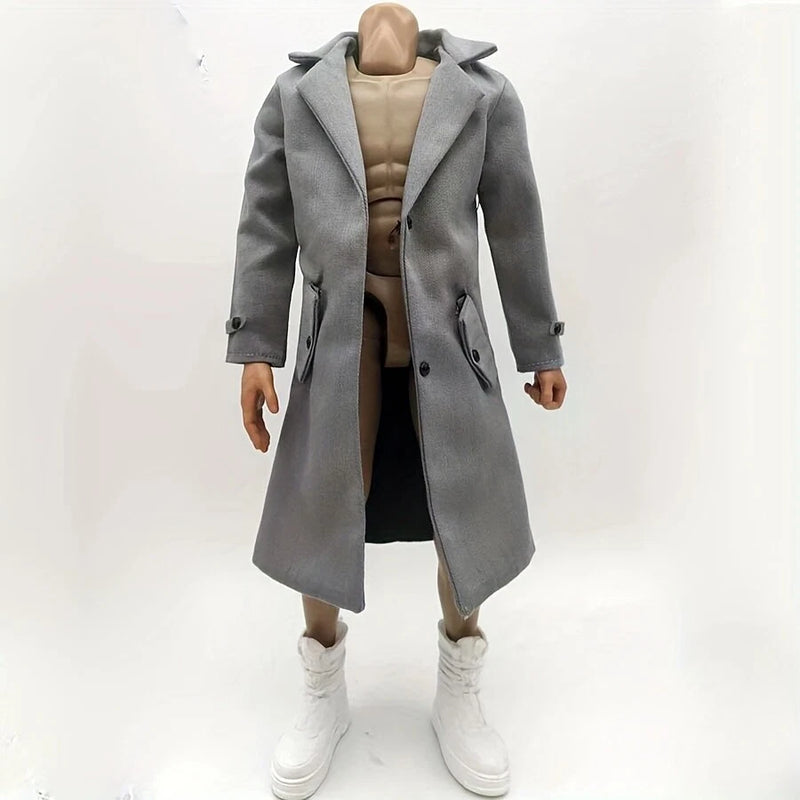 Grey 1/6 Slimming Windbreaker Thin Coat Model for 12in Action Figure Collection Model