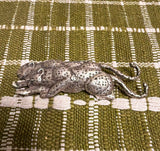 Silver Spotted Leopard Figurine Wild Animal charm 1.5 oz Charms