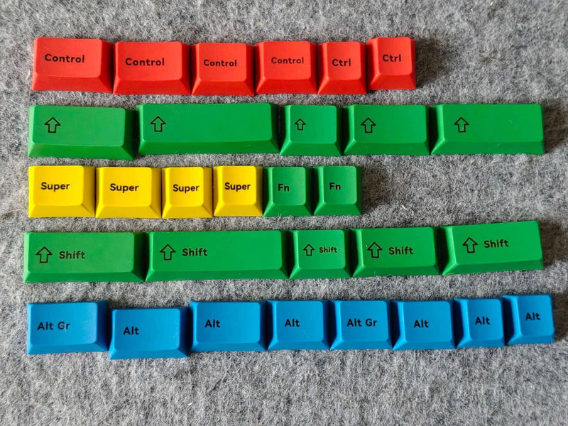 2.75u 2.25u 1.75u RGBY Modifiers Keycap Set Red Green Blue Yellow PBT Keycap Set Model