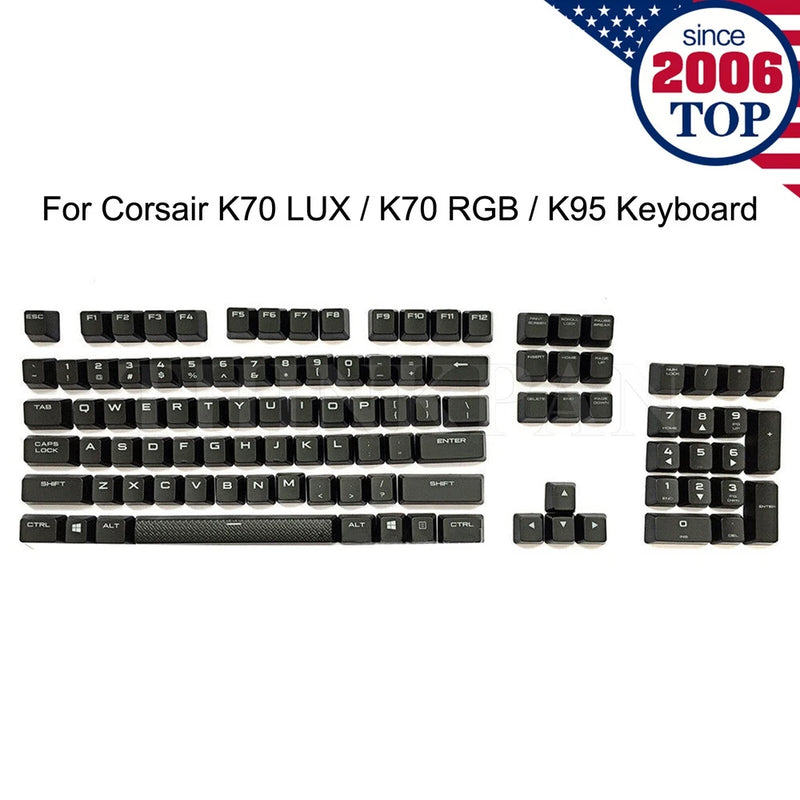 A Set ABS Black Key caps Replacement for Corsair K70 RGB Mechanical Keyboard Model