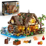 Wood Cabin House Building Set 2570 Pcs LED Light 3.6mm Mini Blocks Display Model Model