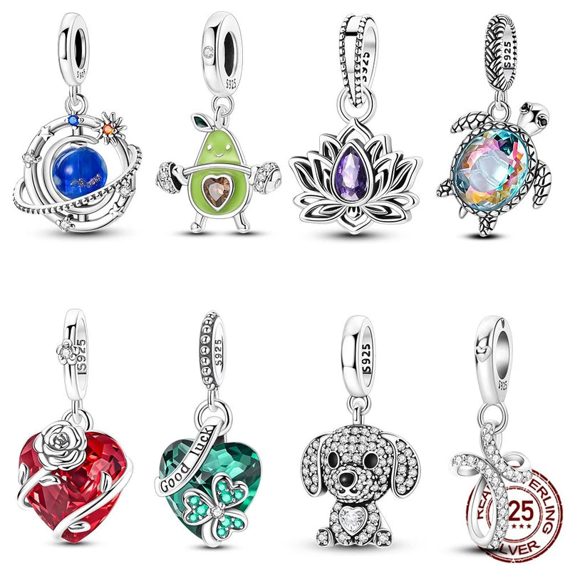 MULA Optional 925 Sterling Silver DIY Charm Love CZ Cat Dog fit Women Bracelet Charms