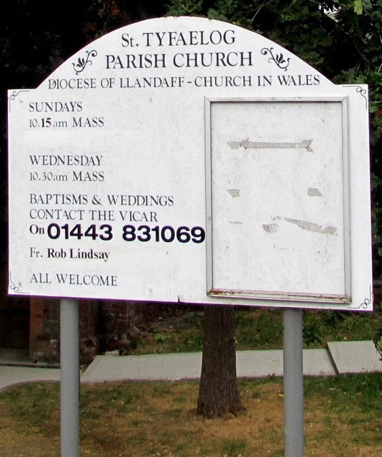 Photo 6x4 Information board outside St Tyfaelog Parish Church, Pontlottyn c2018 Model