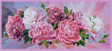 Bead embroidery kit Pink peonies hand embroidery needlework kit Model