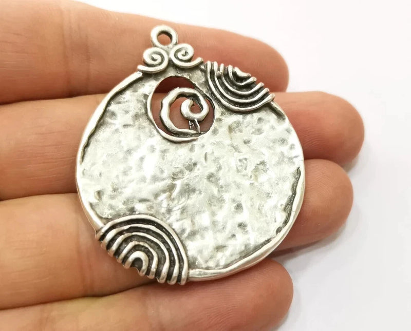 Dangle Round Charms Antique Silver Plated Charms jewelry Accessories (51x43mm) Charms