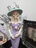 Halloween Fancy Purple Dress Lady Skeleton Figurine Tabletop Decor 15