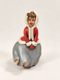Vintage 1966 Ceramic Christmas Caroler Woman Red Coat 9" Hand Painted Model