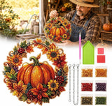 Autumn Harvest Pumpkin Diamond Art Hanging Ornament Kit DIY Pumpkin Hanging Sign Model