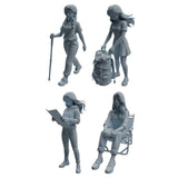 MRY-SFW LYTR1019 1/72 Casual Camping Female Character Modern Model 4 pcs Model