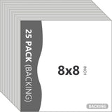 25 Pack Backing Boards, 8x8 Uncut White Mats Matboards Model